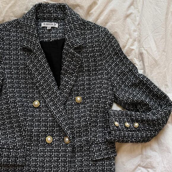 Nanette leopore Tweed double breasted blazer sz 4 coquette feminine academia - Picture 7 of 8